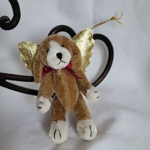 Miniature Stuffed Angel Puppy Dog Christmas Ornament
